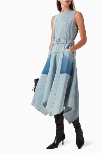 Ghost Patch Belted Dress in Denim