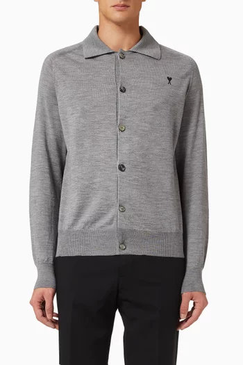 Shirt Collar Ami De Coeur Cardigan in Wool