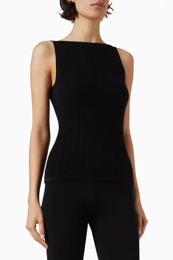 Cable Knit Singlet Top in Cashmere