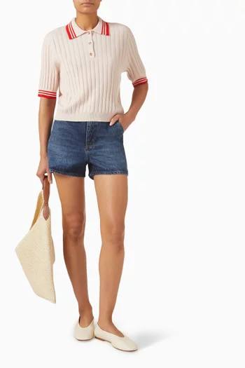 Striped Piqué Polo Shirt in Cashmere