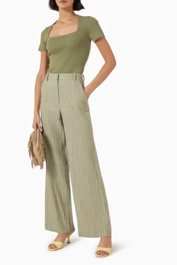 Pilimousse Stripe Pants in Linen-blend