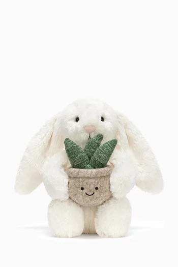 Cream Bunny with Plant Toy
