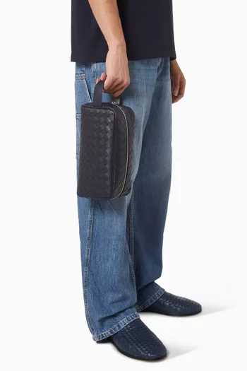 Travel Pouch in Intrecciato Leather