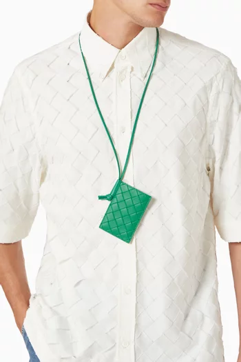 Stamp Badge Holder in Intrecciato Leather