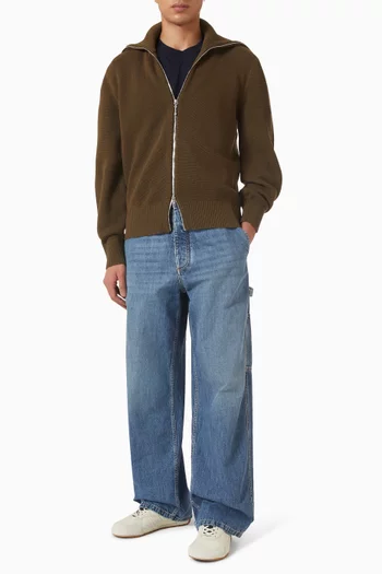 Zip Cardigan in Wool & Cotton