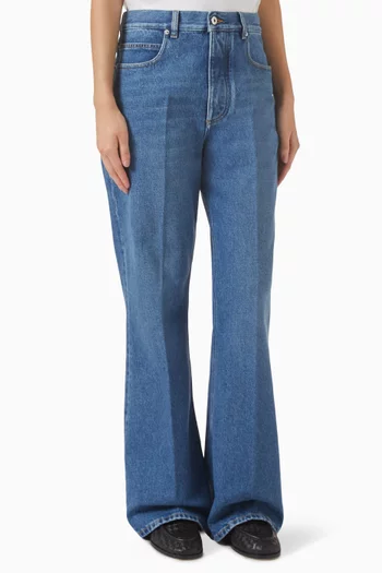 Washed Flared Jeans in Denim