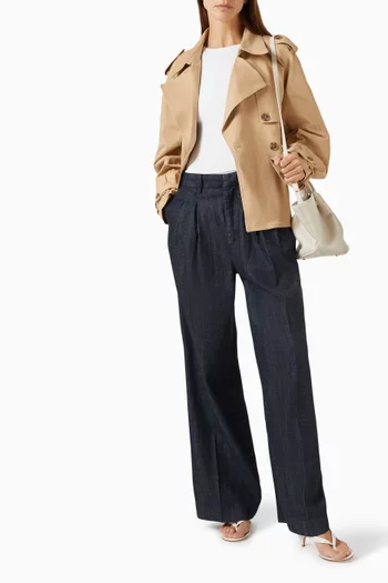 Pleated High-waist Wide-leg Pants