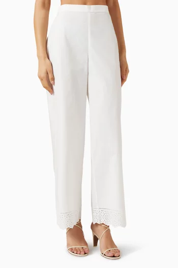 Gretana Broderie Anglaise Pants in Organic Cotton