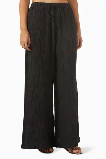 Pisca Weave Wide-leg Pants in Ramie Blend