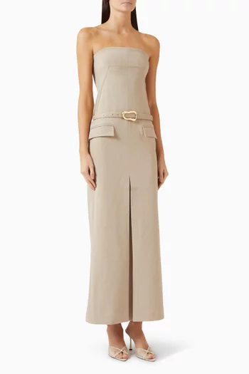Tailored Bandeau Belted Dress