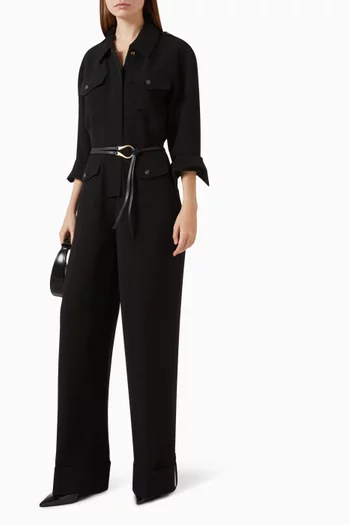 Tailored Belted Jumpsuit in Crepe