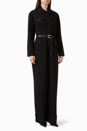 Tailored Belted Jumpsuit in Crepe