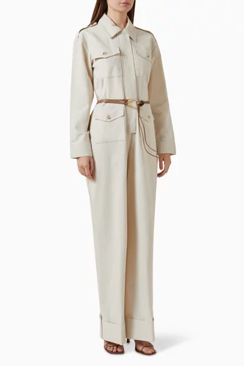Tailored Belted Jumpsuit in Linen-blend