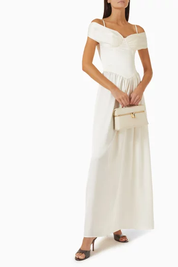 Siain Off-Shoulder Corset Maxi Dress in Satin