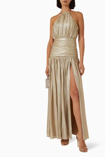 Fabienne Ruched Halterneck Maxi Dress