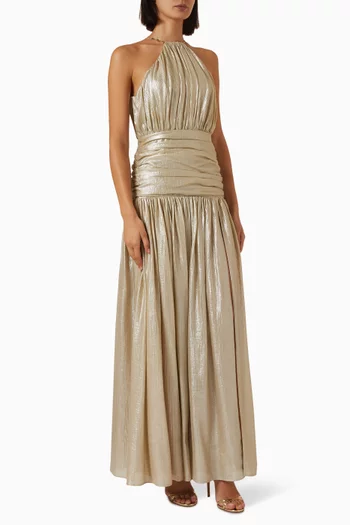 Fabienne Ruched Halterneck Maxi Dress