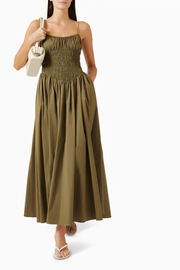 Smocked Waist Dress in Cotton-blend