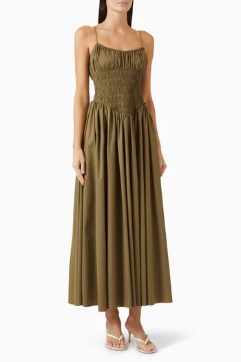 Smocked Waist Dress in Cotton-blend