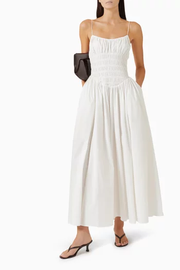 Smocked Waist Dress in Cotton-blend
