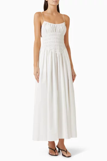 Smocked Waist Dress in Cotton-blend