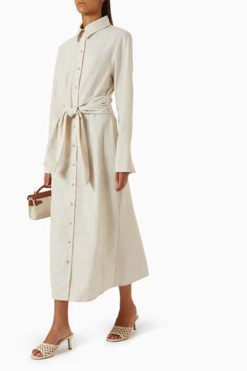 Fern Midi Shirt Dress in Linen-blend
