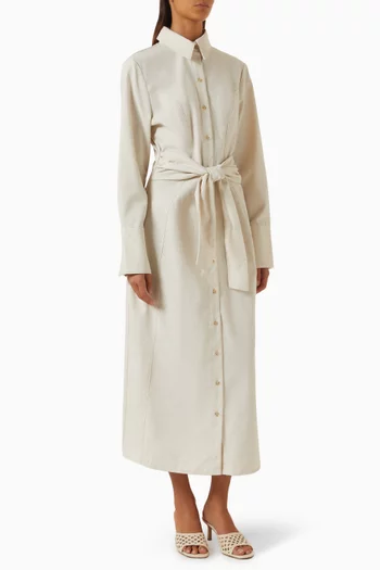 Fern Midi Shirt Dress in Linen-blend