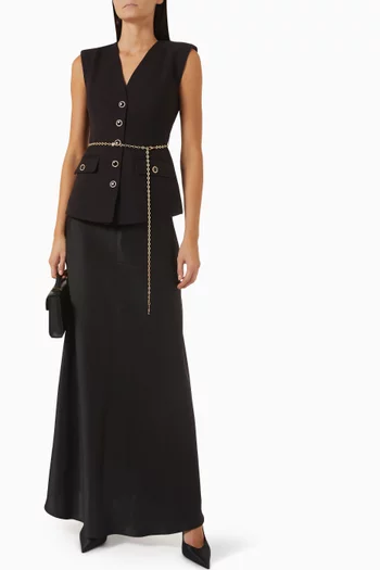 Nahlain Chain Belt Waistcoat Maxi Dress in Satin