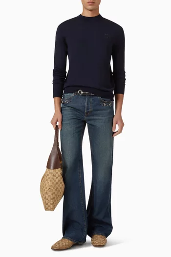 Horsebit Pants in Cotton Denim