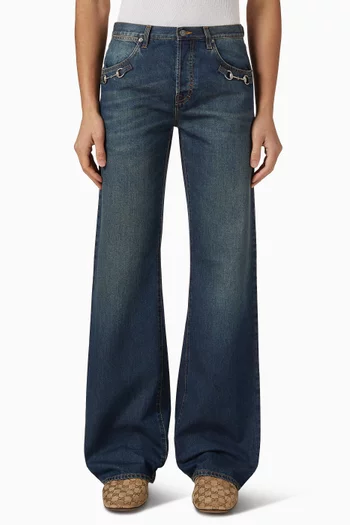 Horsebit Pants in Cotton Denim