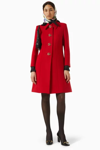Double G Button Coat in Wool Natté