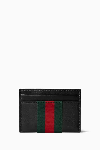 Web Trademark Card Case in Leather