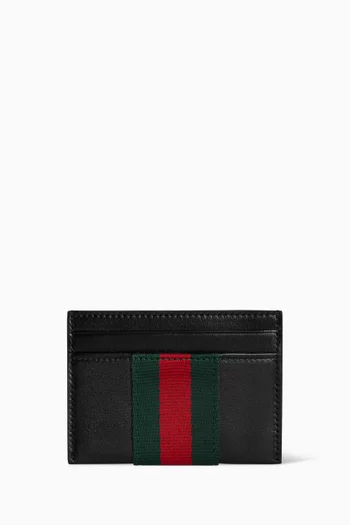 Web Trademark Card Case in Leather