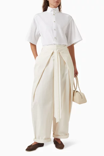 Stella Tie-front Pants in Cotton-blend