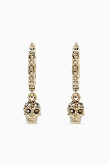 Skull Mini Creole Hoop Earrings in Brass