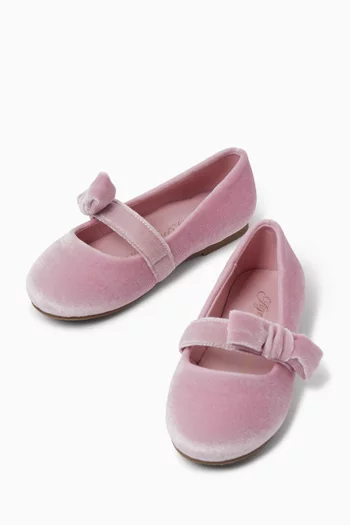 Mia Bow Ballerina Shoes in Velvet