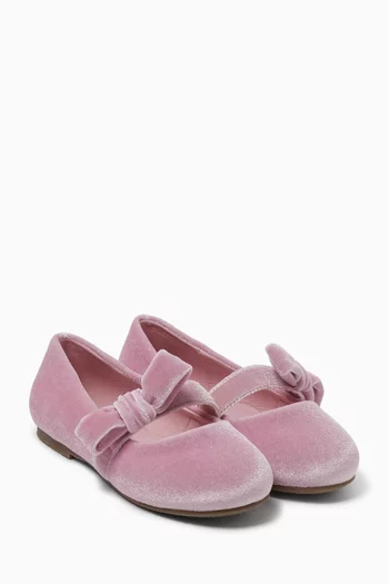 Mia Bow Ballerina Shoes in Velvet