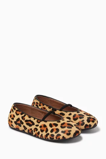 Daphne Animal-print Ballerina Shoes in Leather