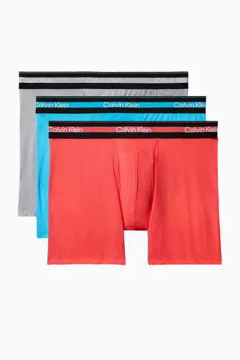 Logo Boxer Briefs in Stretch Cotton, Set of 3