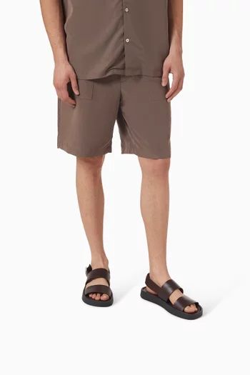 Webbing Back Strap Sandals in Leather