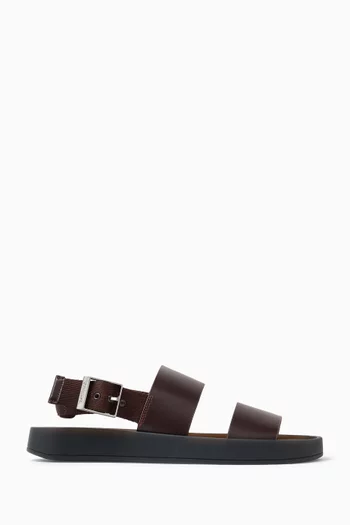 Webbing Back Strap Sandals in Leather