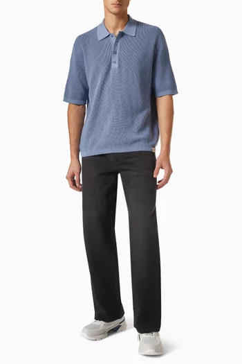 Polo T-shirt in Waffle-knit