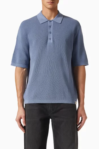 Polo T-shirt in Waffle-knit