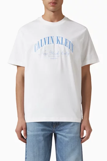 Embroidered NYC Logo T-shirt in Cotton-jersey