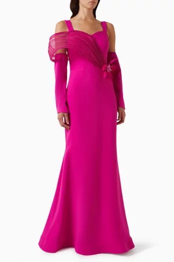 Cold-shoulder Embellished Gown
