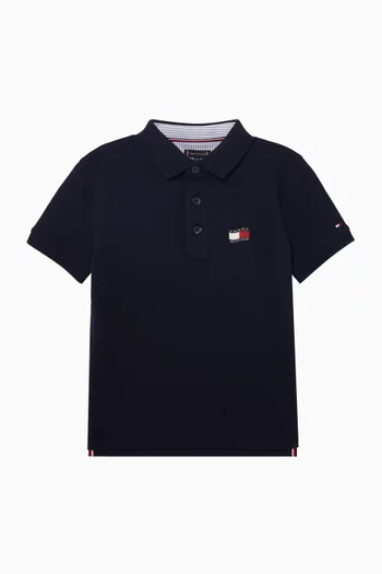 Wavy Flag Polo Shirt in Cotton