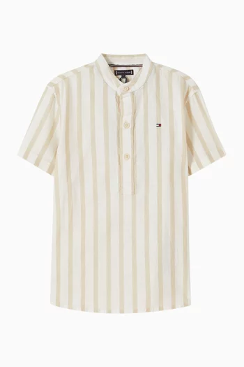 Junior Boy Stripe Shirt in Linen-blend