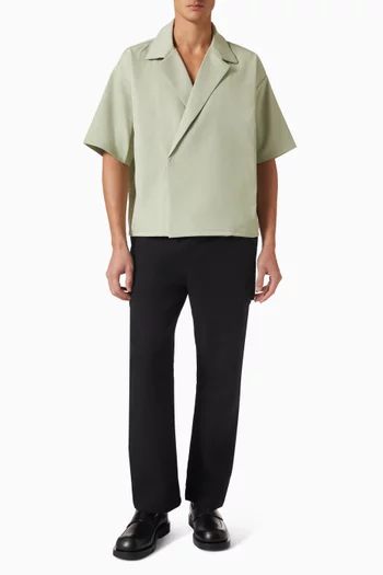 Abel Boxy Double-breasted Shirt in Twill