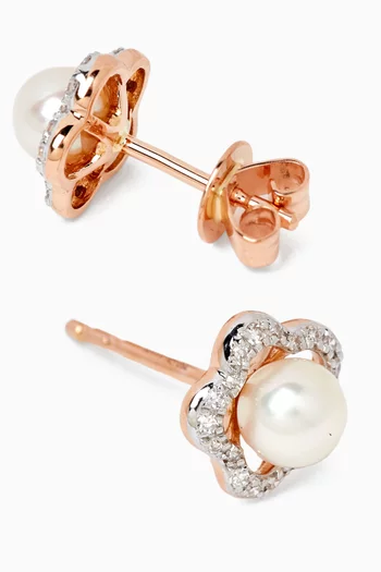 Ara Bambi Pearl & Diamond Earrings in 18kt Rose Gold