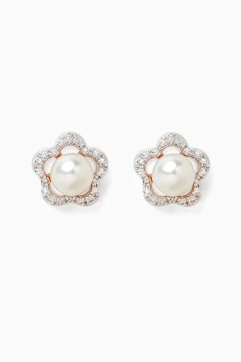 Ara Bambi Pearl & Diamond Earrings in 18kt Rose Gold
