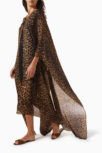Kaftan in Leopard Wool Twill